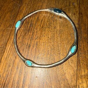 Lucky Brand Silver Tone Turquoise & Lapis Bangle
